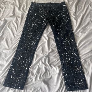 Off-White Diag Stripe Paint Splatter Skinny Jeans